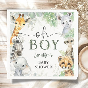 Jungle Safari Animals Baby Shower Boy Baby Shower Napkin