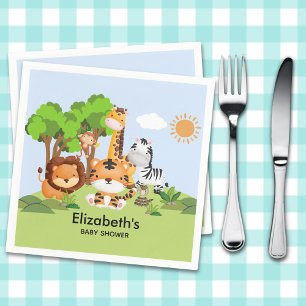 Jungle Safari Animals Baby Shower Boy Napkin