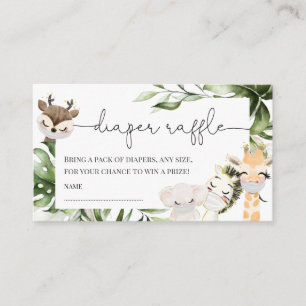 Jungle Safari Animals Baby Shower Diaper Raffle Enclosure Card