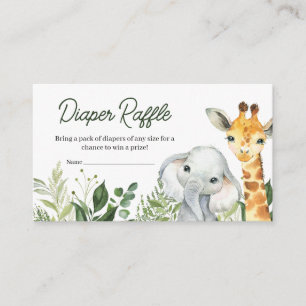 Jungle Safari Animals Baby Shower Diaper Raffle Enclosure Card