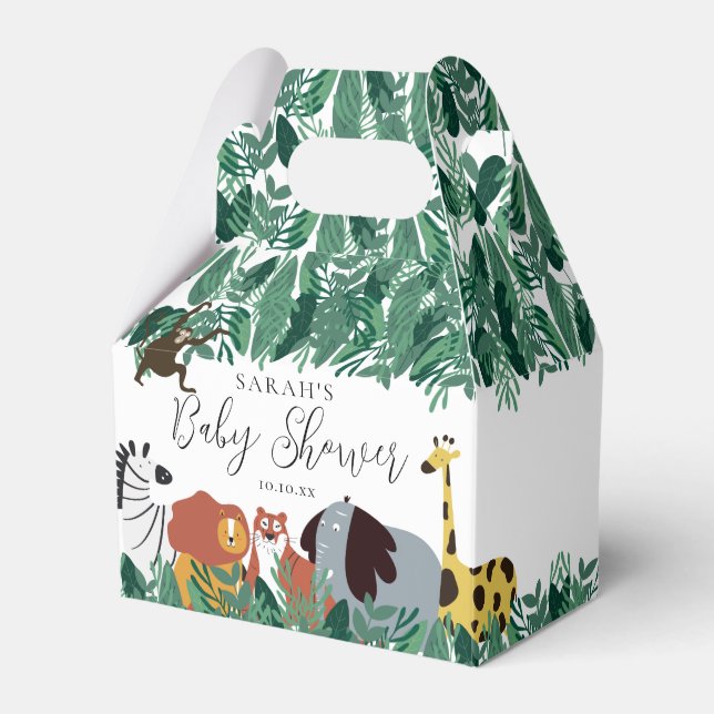Jungle Safari Animals Baby Shower Favor Box (Front Side)