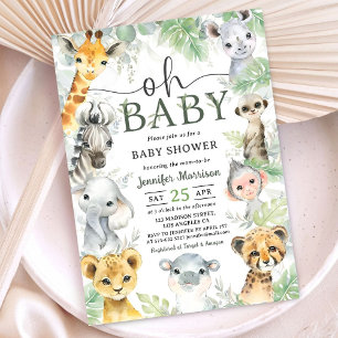 Jungle  Safari Animals Baby Shower Oh Baby  Invitation
