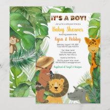 Jungle Safari Animals Boy Baby Shower