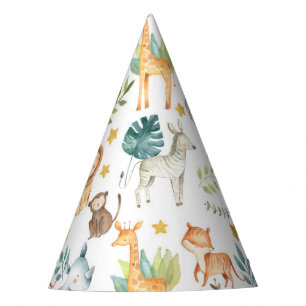 Jungle safari animals cute toddler birthday party hat