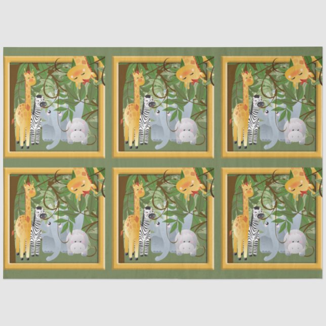 Jungle Safari Animals Decoupage Tissue Paper (Front)