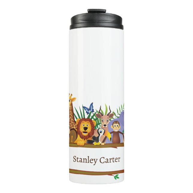 Jungle Safari Animals Forest Watercolor  Thermal Tumbler (Front)