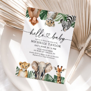 Jungle Safari Animals Greenery Baby Shower Invitation