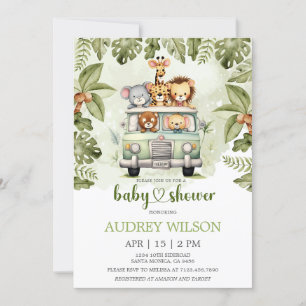 Jungle Safari Animals in Car Invitation