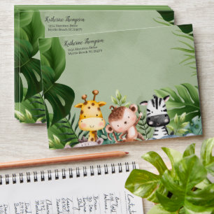   Jungle Safari Animals Invitation Envelope