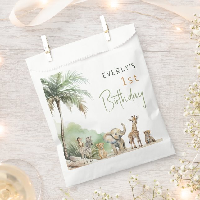 Jungle Safari Animals Kids Birthday Party Favour Bag (Clipped)