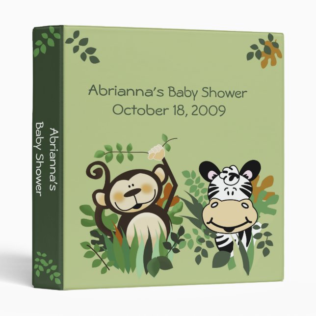 Jungle Safari Animals Lion Zebra Monkey Binder (Front/Spine)