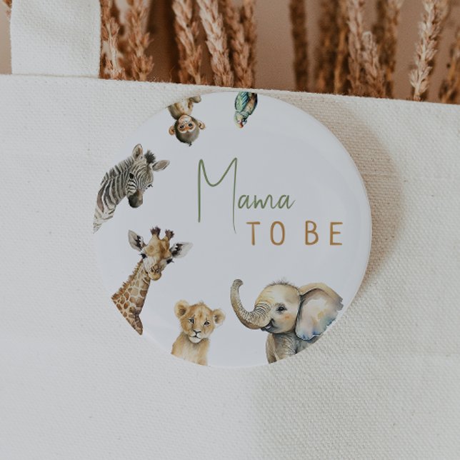 Jungle Safari Animals Mama To Be Baby Shower 2 Inch Round Button (Creator Uploaded)