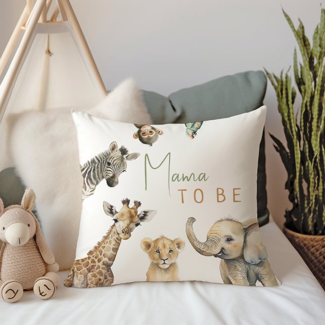 Jungle Safari Animals Mama To Be Throw Pillow (Creator Uploaded)