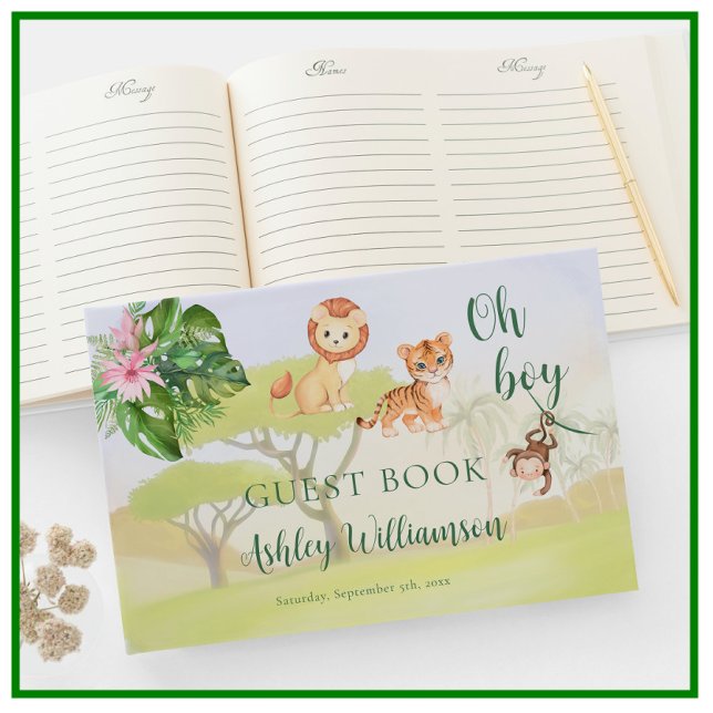 Jungle Safari Animals Oh Boy Baby Shower Guest Book (Creator Uploaded)