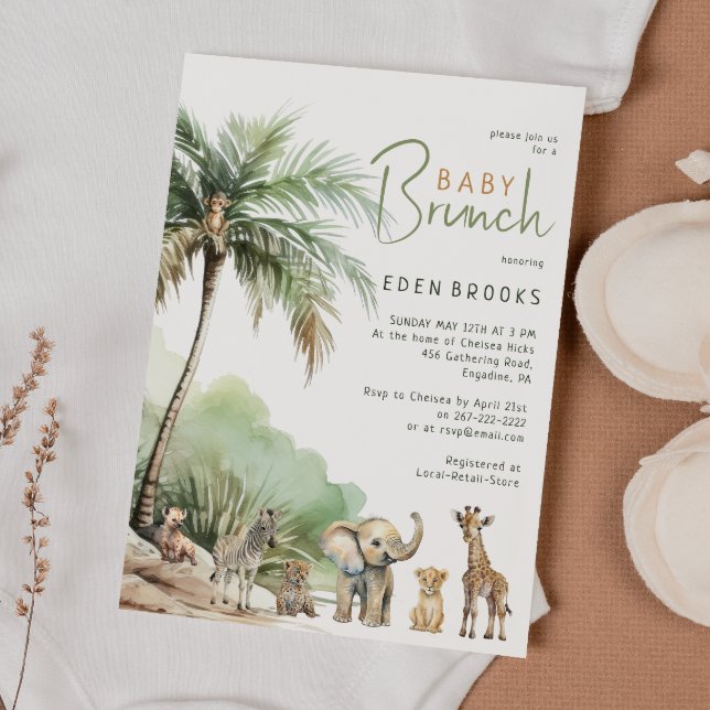 Jungle Safari Animaux Baby Brunch Invitation (Créateur téléchargé)