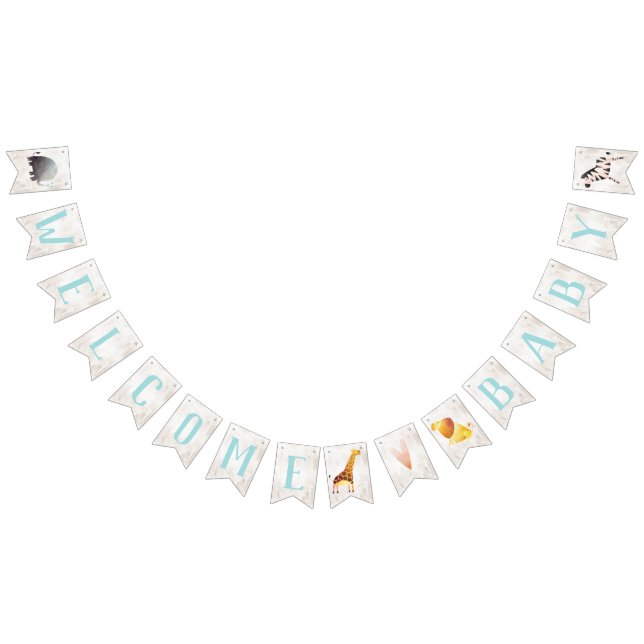 Jungle Safari Animaux Baby shower Pennant Bannière (Tout)