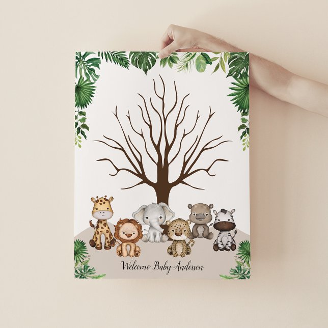 Jungle Safari Animaux Empreinte Arbre livre d'or (Créateur téléchargé)