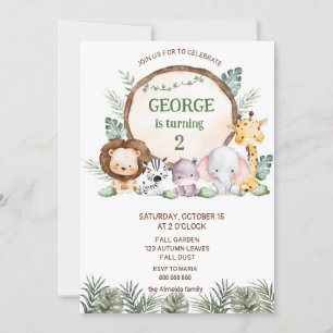 Jungle Safari Animaux Garçon Invitation Anniversai