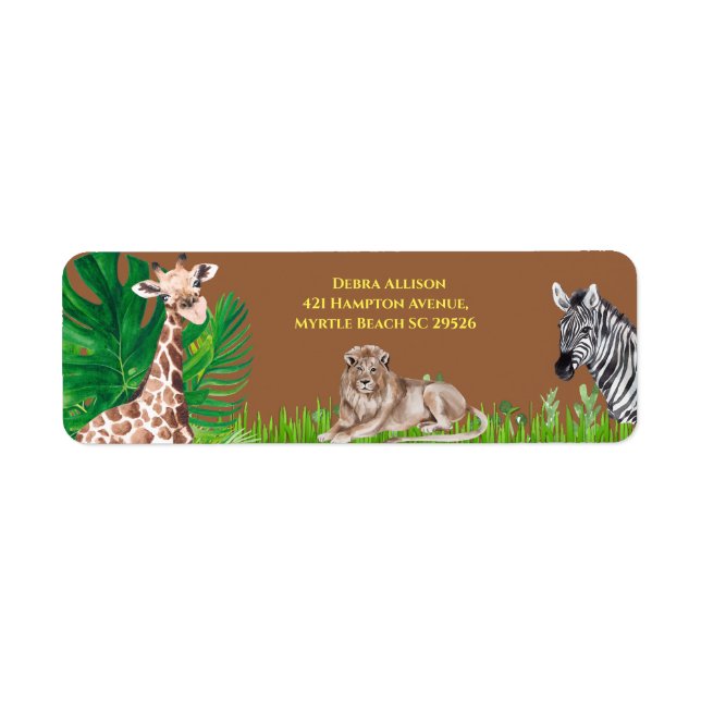 Jungle Safari Animaux Retourner Adresse Étiquette (Devant)