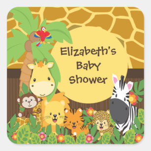 Jungle Safari Baby Animals Baby Shower Stickers