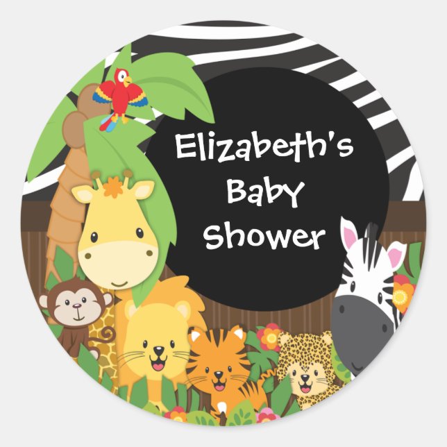 Jungle Safari Baby Animaux Stickers Baby shower (Devant)