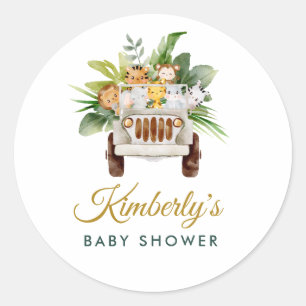 jungle safari baby shower classic round sticker
