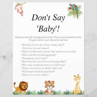 Jungle Safari Baby Shower Games Flyer