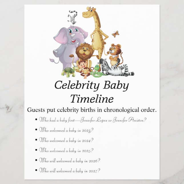 Jungle Safari Baby Shower Games Flyer (Front)