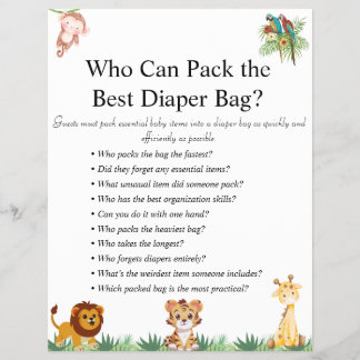 Jungle Safari Baby Shower Games Flyer