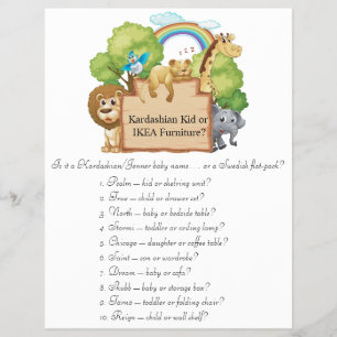 Jungle Safari Baby Shower Games Flyer