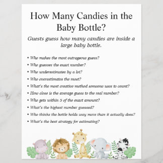 Jungle Safari Baby Shower Games Flyer