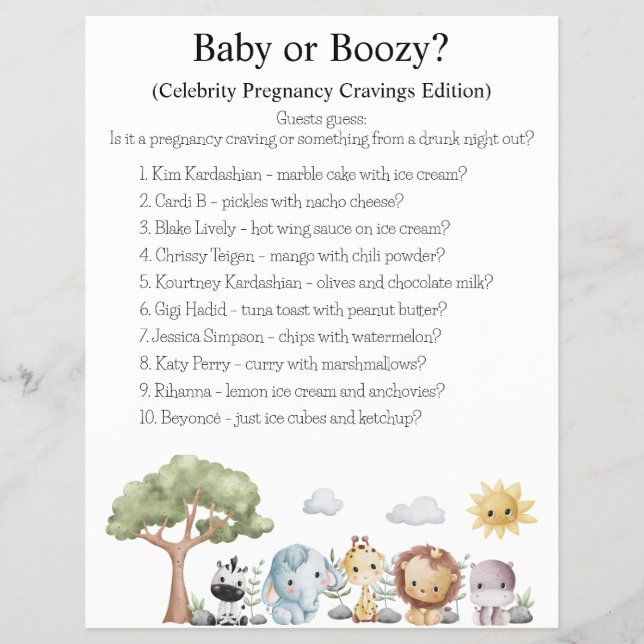 Jungle Safari Baby Shower Games Flyer (Front)