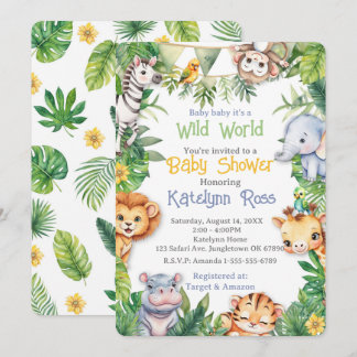 Jungle Safari Baby Shower  Invitation