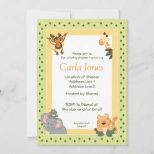 Jungle Safari Baby Shower Invitations 5 x 7 size
