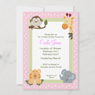 Jungle Safari Baby Shower Invitations 5 x 7 size