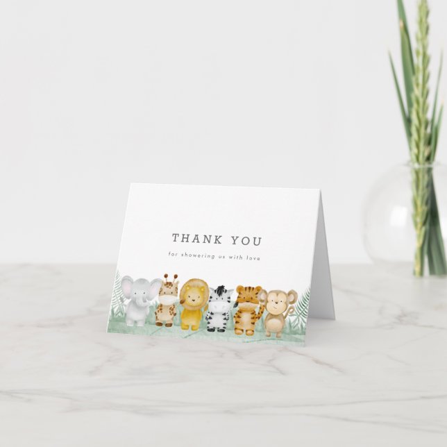 Jungle Safari Baby shower Merci Cartes (Devant)