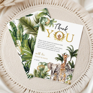 Jungle Safari Baby Shower Thank You Card