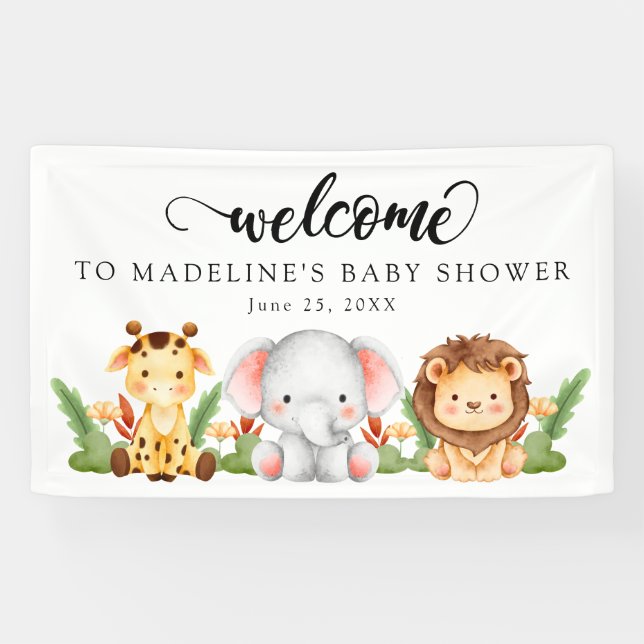 Jungle Safari Baby Shower Welcome Banner (Horizontal)