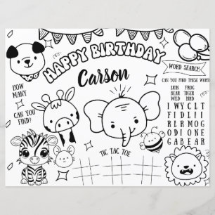 Jungle Safari Birthday Colouring Page Zoo Theme