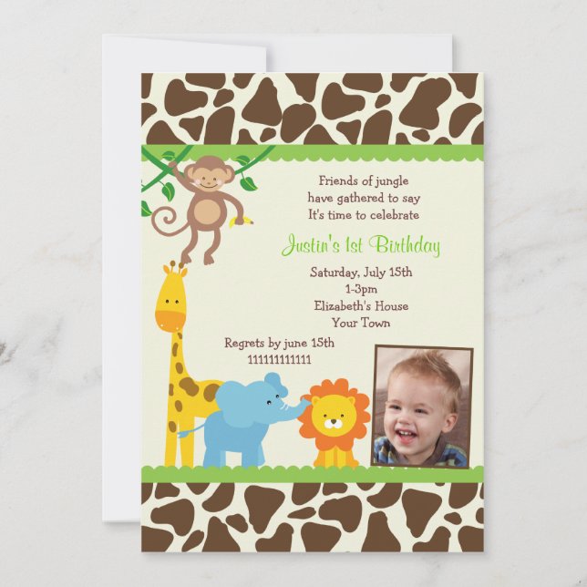Jungle Safari Birthday Invitation (Front)