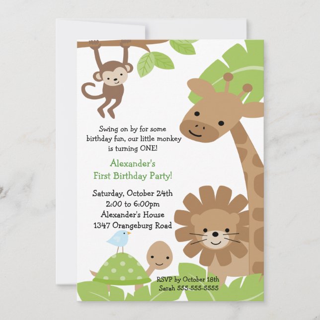 Jungle Safari Birthday Invitation (Front)