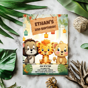 Jungle Safari Birthday Party Invitation for Kids