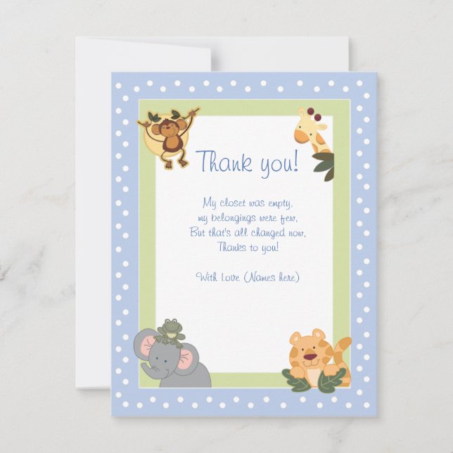 JUNGLE SAFARI Blue Thank you card flat (Front)