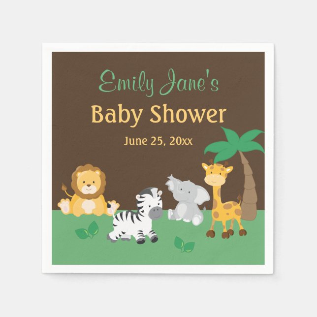 Jungle Safari Boy Baby Shower Napkins (Front)