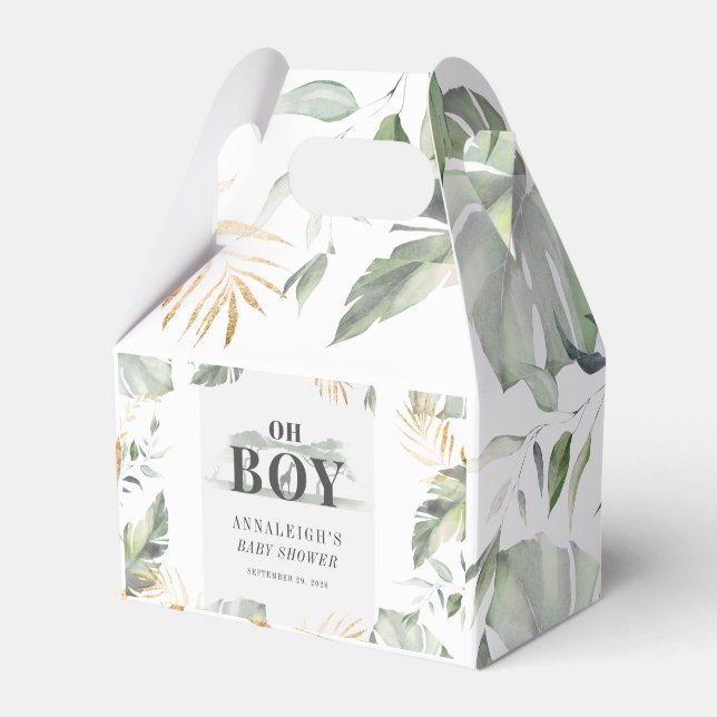 Jungle Safari Boy Giraffe Baby Shower Favor Box (Front Side)