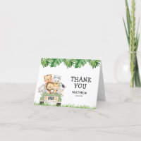 Jungle Safari Boy Wild One Birthday Folded Thank Y