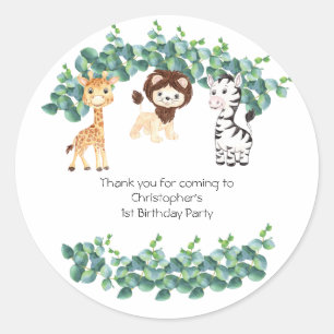 Jungle Safari Boys 1st Birthday  Classic Round Sticker