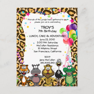 Jungle Safari Children's Birthday Party Invites