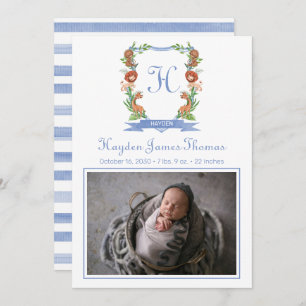 Jungle Safari Crest Birth Announcement