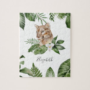 Jungle Safari Cute Lioness Personalized Name Jigsaw Puzzle